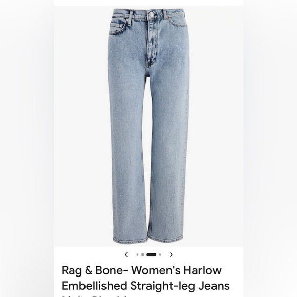 rag & bone Denim - Rag & Bone Harlow Light Blue Denim with Crystal Silver Accents